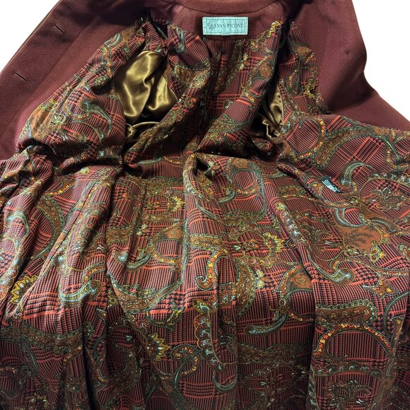 Evan Picone Brown Wool Long Trench Coat & Scarf Size 8 Vintage 1980s Made in USA - Picture 10 of 12